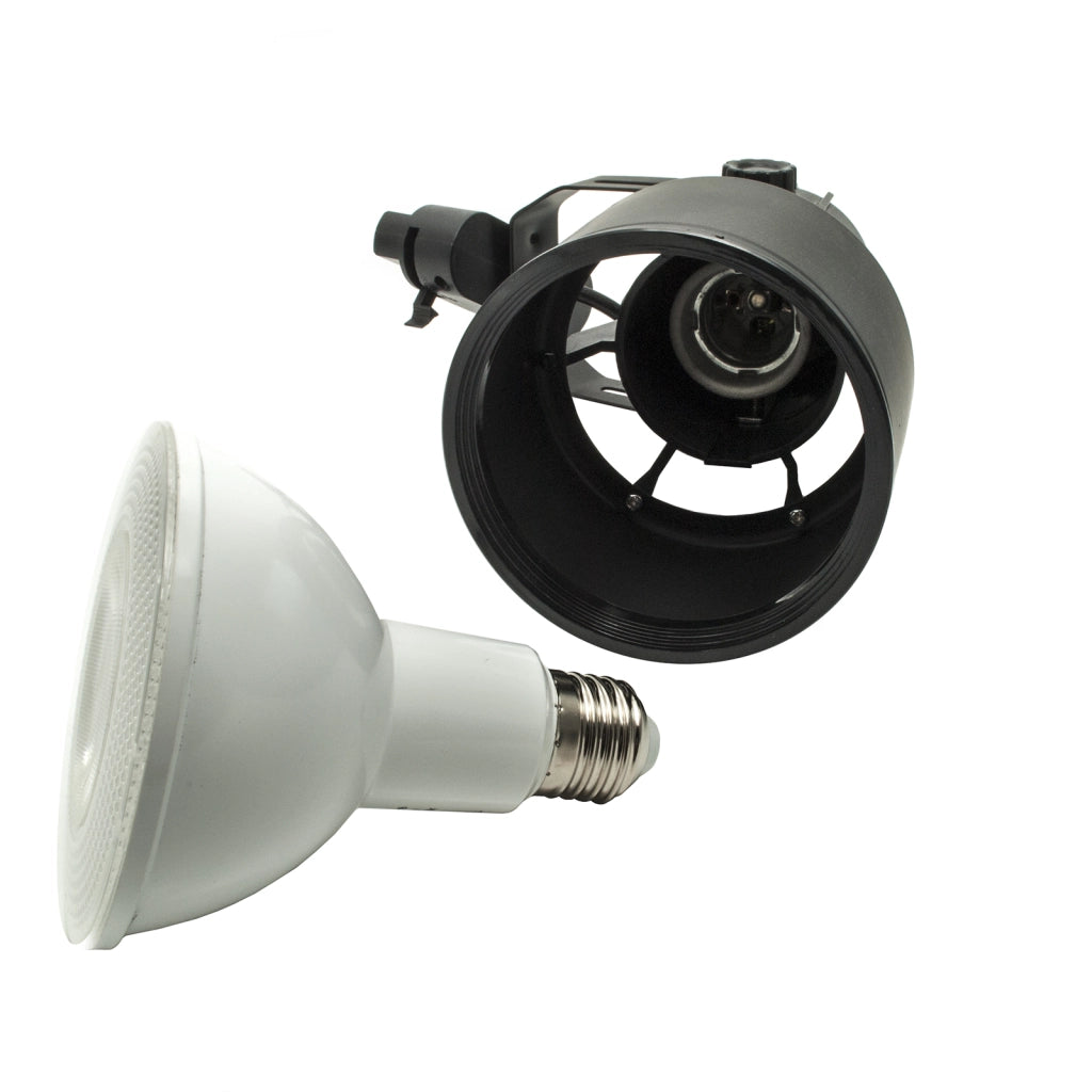 Faretto moderno LED 12W track binario monofase orientabile lampada PAR30 E27 luce spot negozio vetrina 230V NERO 4000K