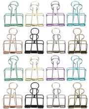 Clip di piegatura a 16 pezzi - Maniglia robusta - Filo di acciaio - Varie colorazioni - Dimensioni Grande/Media/Piccola - Peso Grande: 308g - Clip di carta