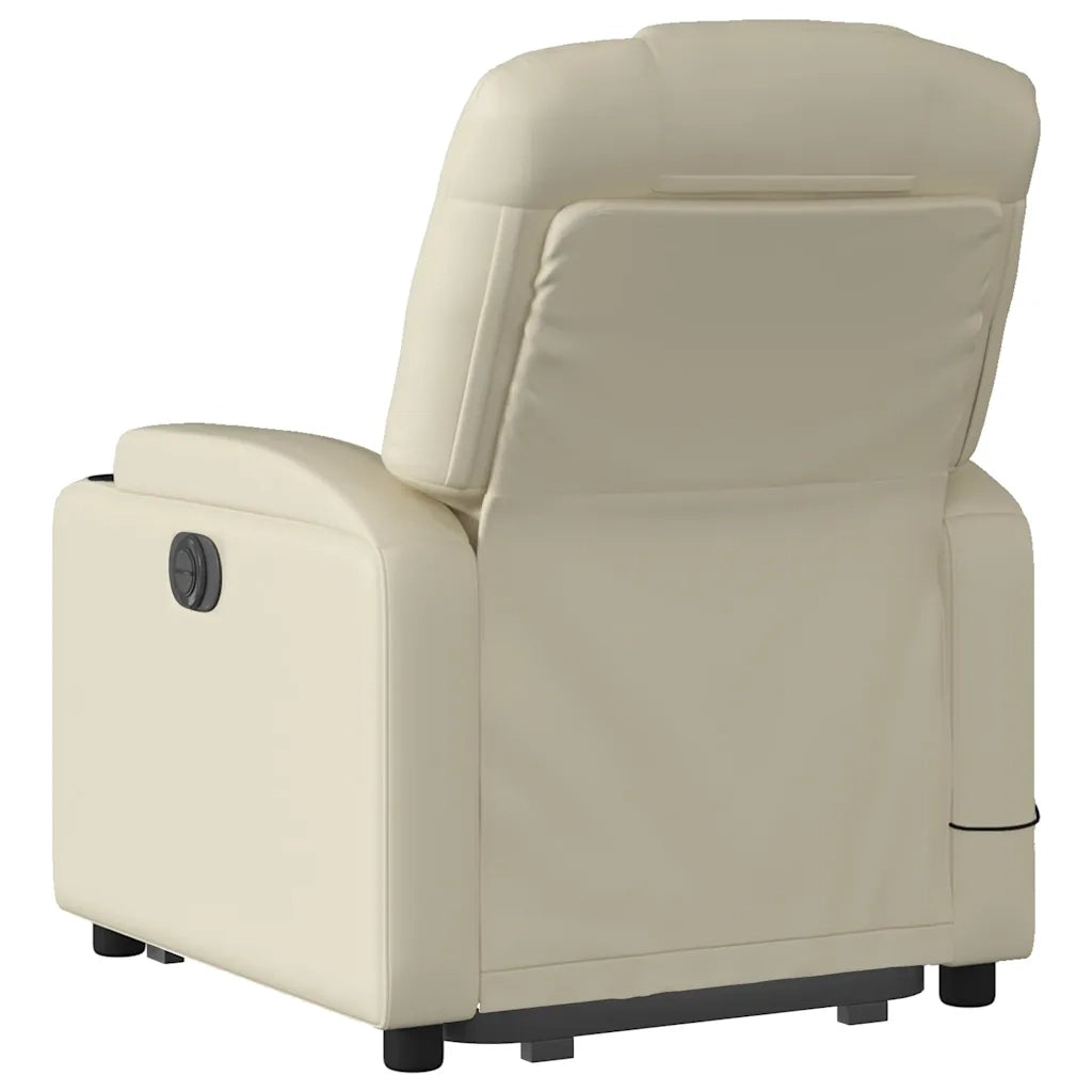 Poltrona Alzapersona Elettrica Reclinabile Crema in Similpelle