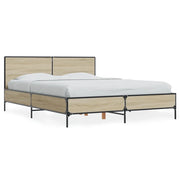 Letto matrimoniale | Letto per adulti | Giroletto Rovere Sonoma 140x200 cm in Legno Multistrato Metallo