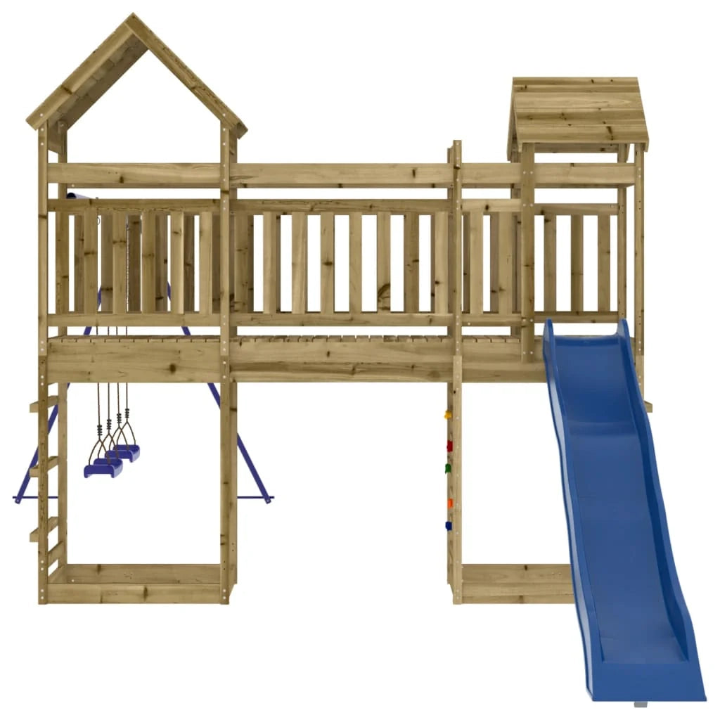 Altalene per parco giochi all'aperto scivolo altalene robuste giochi da giardino 492 x 360 x 264 cm legno di pino impregnato 02_0004704