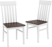 Set di 2 Sedie da Pranzo, Sedie da Cucina senza Braccioli con Schienali Alti a Doghe, Sedute Concave e Gambe in Legno di Hevea, per Sala da Pranzo e Soggiorno, Portata 150 kg (Noce)
