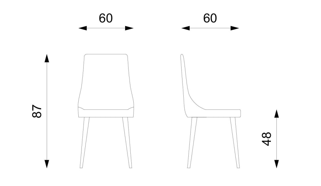 Set 4 Sedie 48x60xH87 cm in Microfibra Fox Grigio Scuro