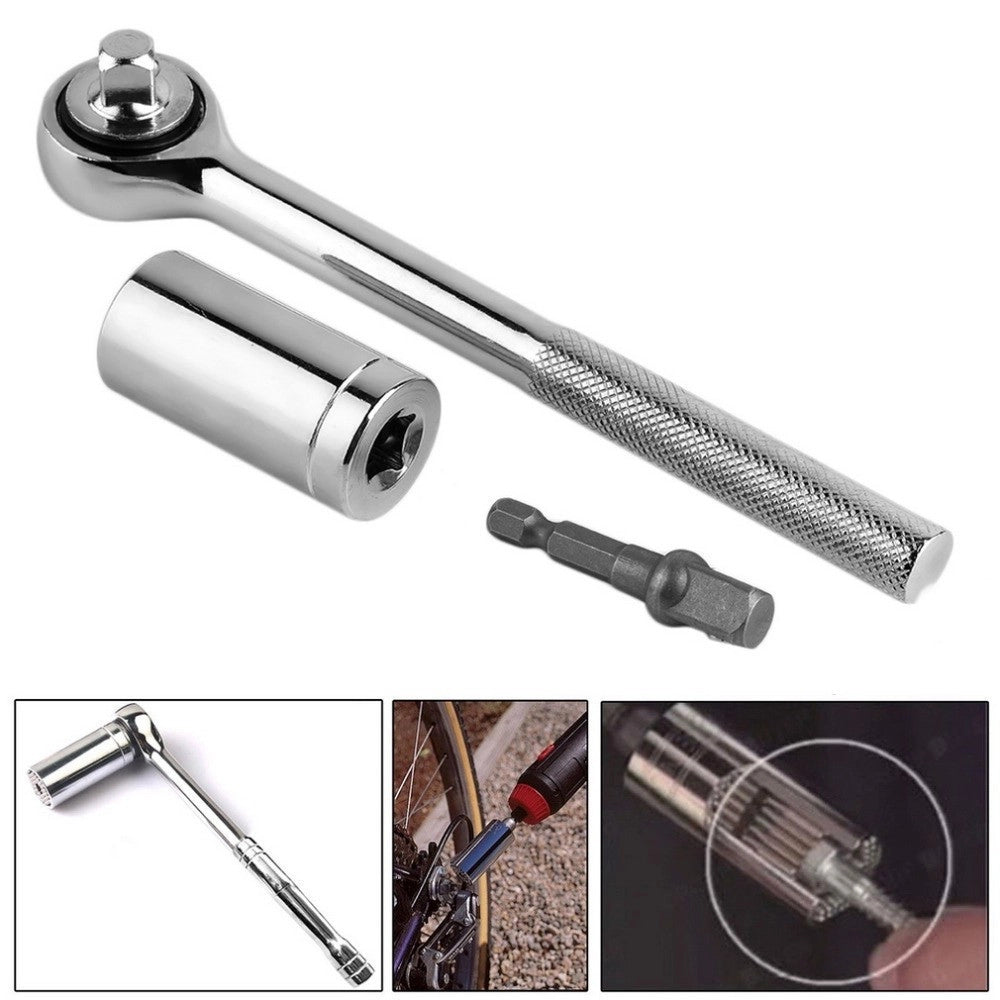 Trade Shop - Kit 3 Pezzi Chiave Universale A Bussola Da 7 A 19 Mm Avvita Svita Dado Bullone -