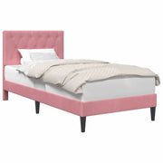 Letto singolo | Letto per adulti | Struttura del letto con testiera Rosa 100 x 200 cm Velluto