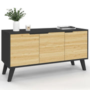 IDMarket - Credenza bassa scandinava 113 cm FINN nero 3 ante effetto faggio