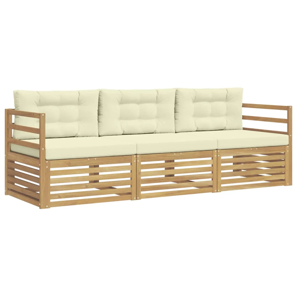 Set di divani da esterno 3 pcs Bianco e Crema Poliestere 3389945