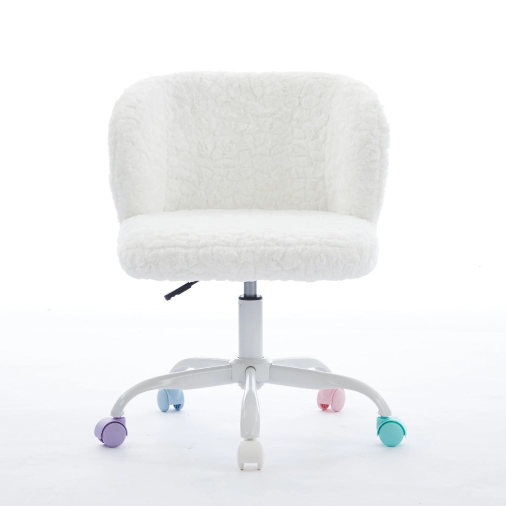 Sedia da Ufficio Imbottita in Pelliccia Sintetica ¨C MINIMAL ¨C Beige, Regolabile, Girevole