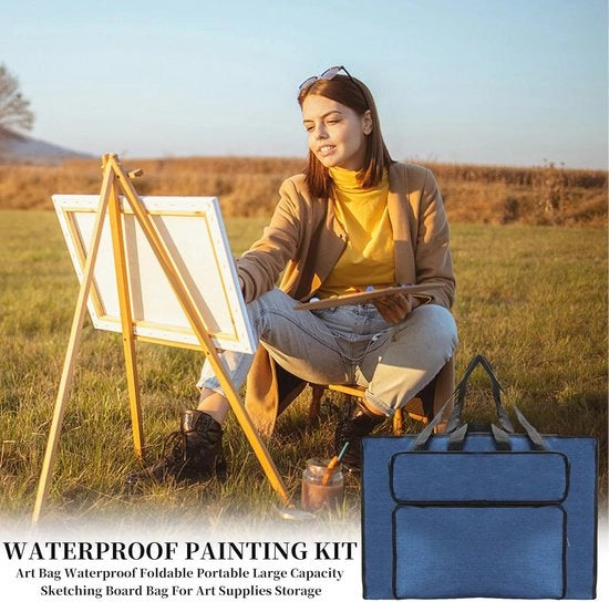 Tas per disegno A2/A3 multifunzione impermeabile con tasca laterale per materiali di arte
