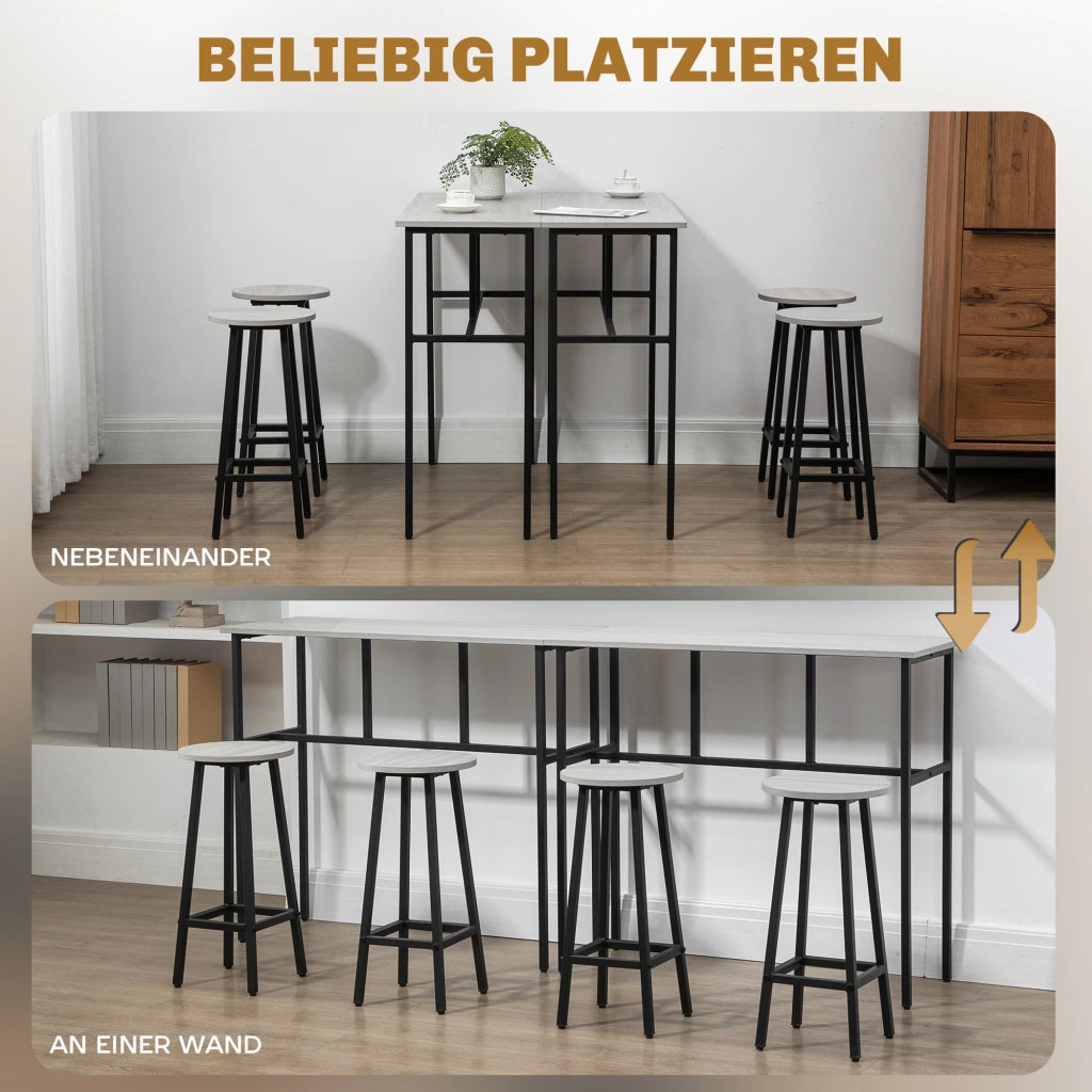 Tavolo da bar con sgabelli ¨C zephmum ¨C Grigio e nero, 6 pezzi