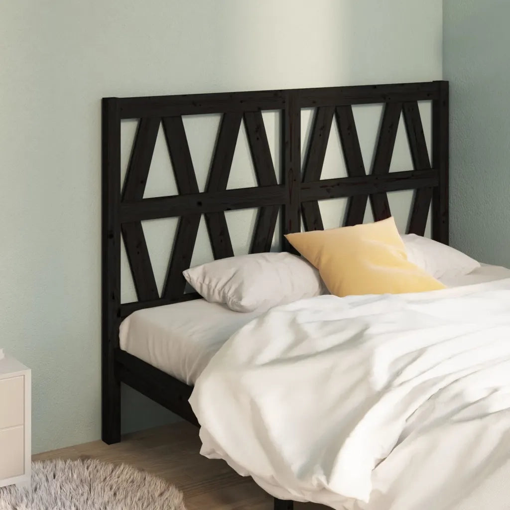 Testiera | Testata per Letto Nera 166x4x100 cm in Legno Massello di Pino