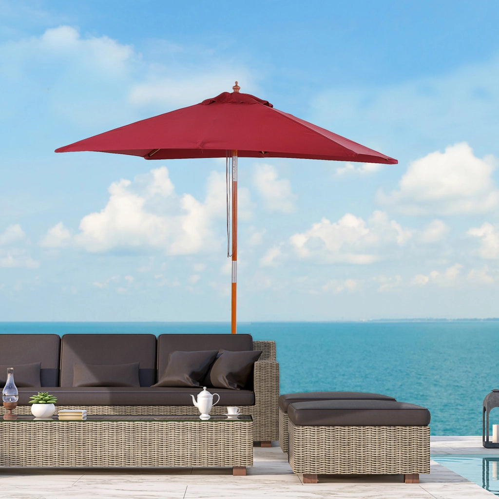 Balcone a sbalzo in legno di abete regolabile a 3 stadi rosso vino 200x150x230cm per giardino e terrazza