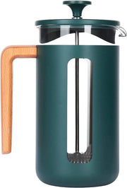 Caffettiera in Acciaio Inossidabile con 8 Cucchiai, Filtro a Stampa Francese, Verde, Scatola di Regalo