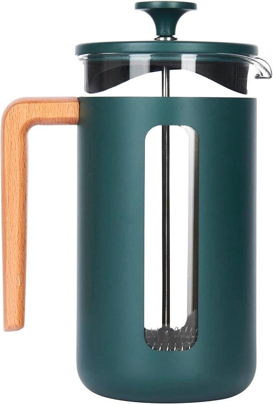 Caffettiera in Acciaio Inossidabile con 8 Cucchiai, Filtro a Stampa Francese, Verde, Scatola di Regalo