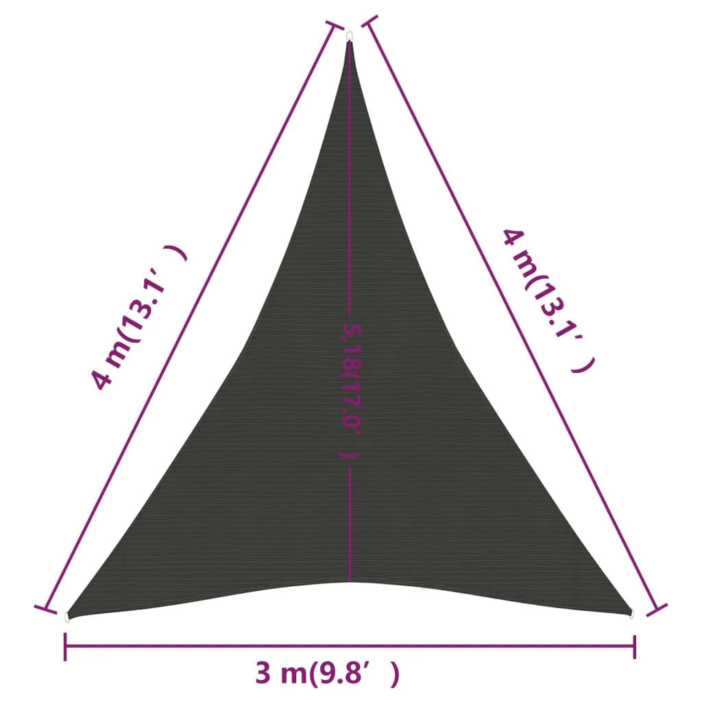 Vela ombreggiante/ombrellone 160 g/m² 3 x 4 x 4 m HDPE antracite 02_0008924