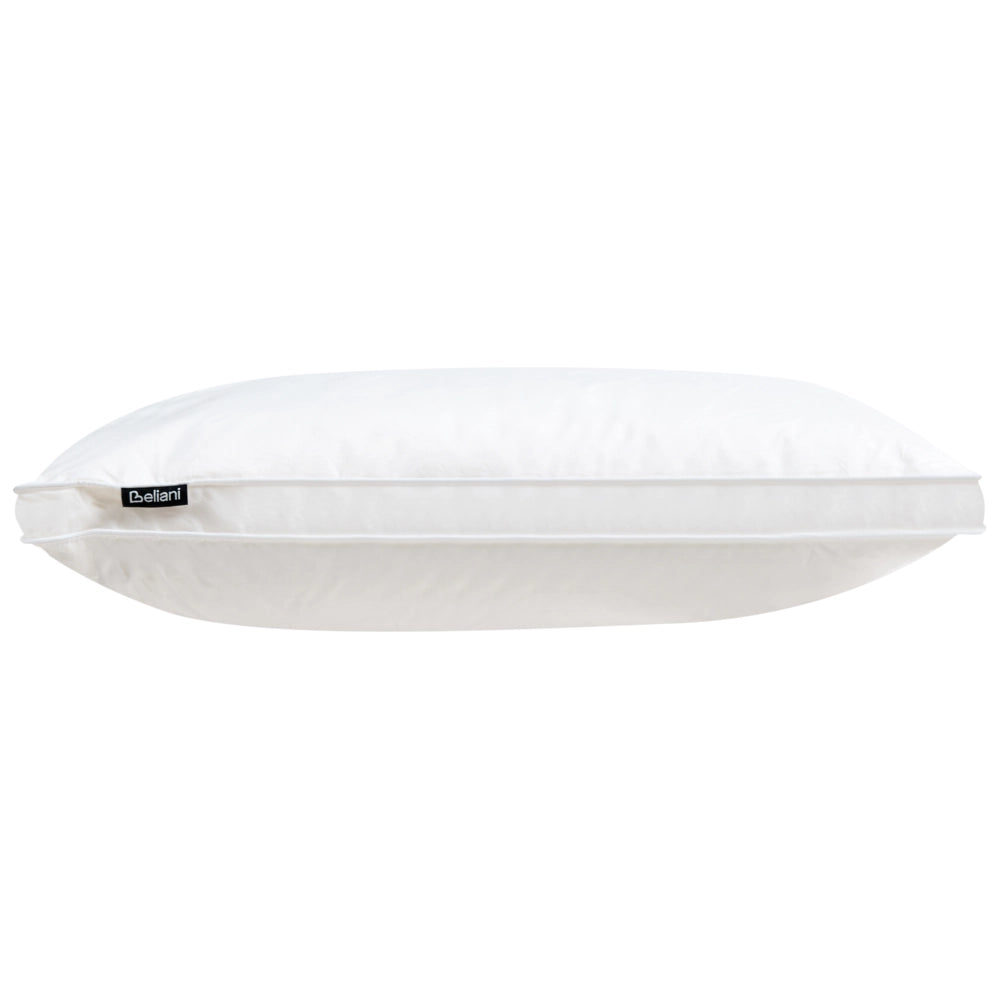 Set di 2 cuscini da letto guanciali in cotone bianco piumino d'anatra e piume 50 x 60 cm medio morbido