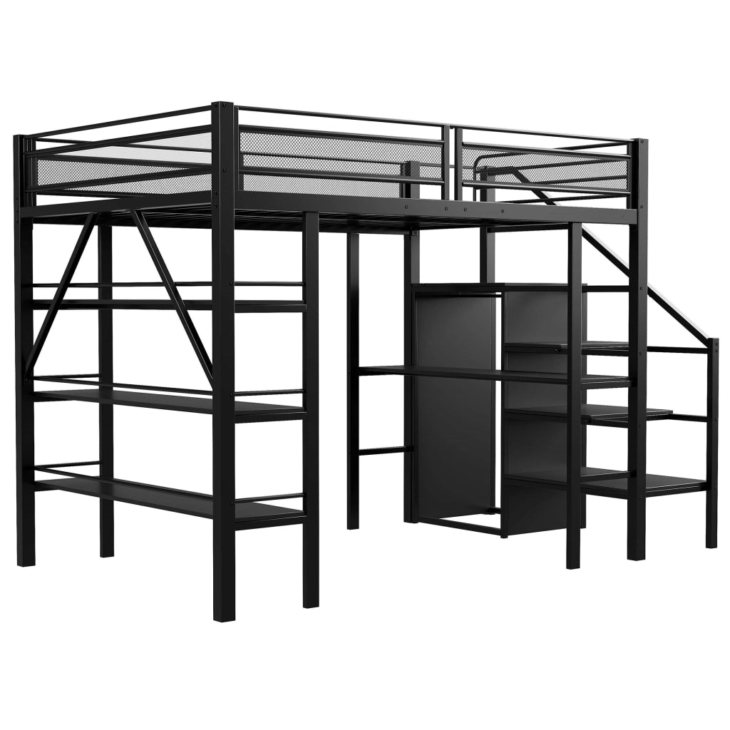 LETTO A CASTELLO 140x200 cm nero con scrivania, armadio e scaffale