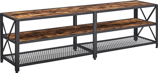TV-Comodino - Lowboard - Con tavole - Struttura in acciaio - Cotto-nero