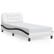 Letto singolo | Letto per adulti | Giroletto senza Materasso Hvar Bianco e Nero 90x200 cm in Similpelle