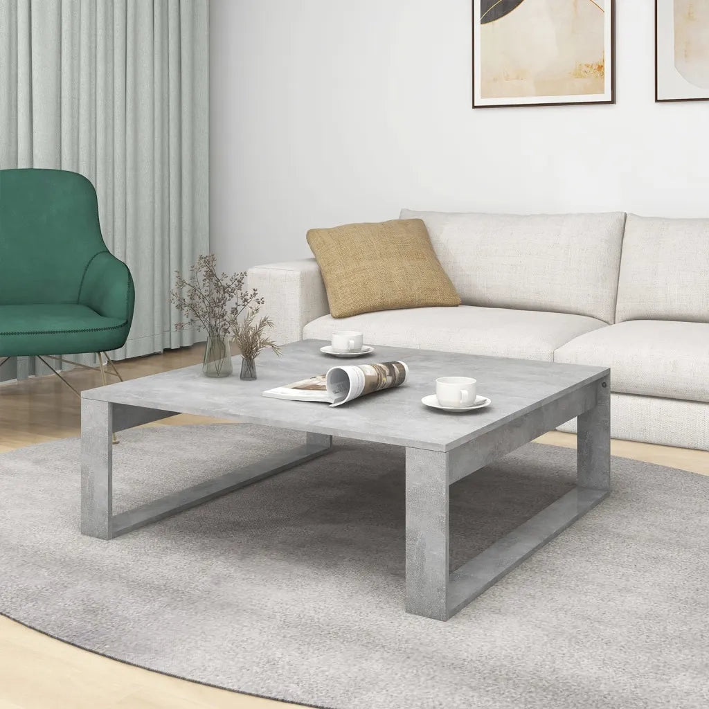 Tavolino da Salotto Grigio Cemento 100x100x35 cm Truciolato 808634
