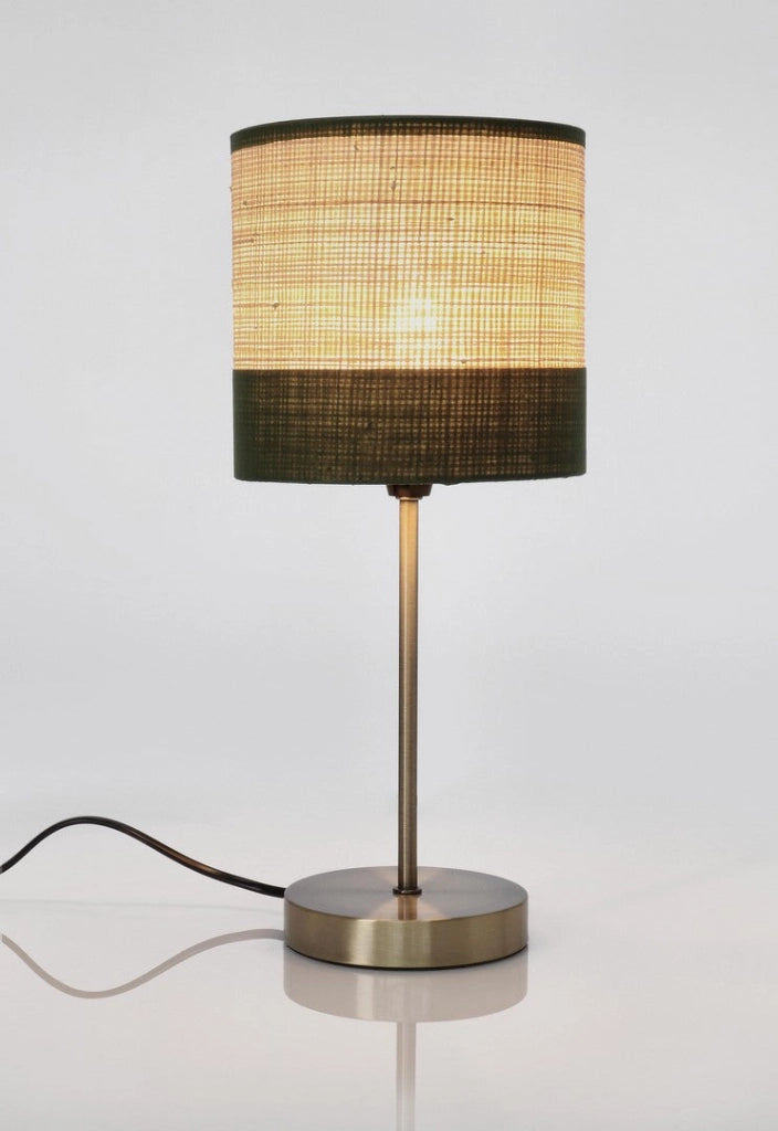 Lampada da Tavolo con Base in Acciaio e Paralume in Rafia - ZAIN
