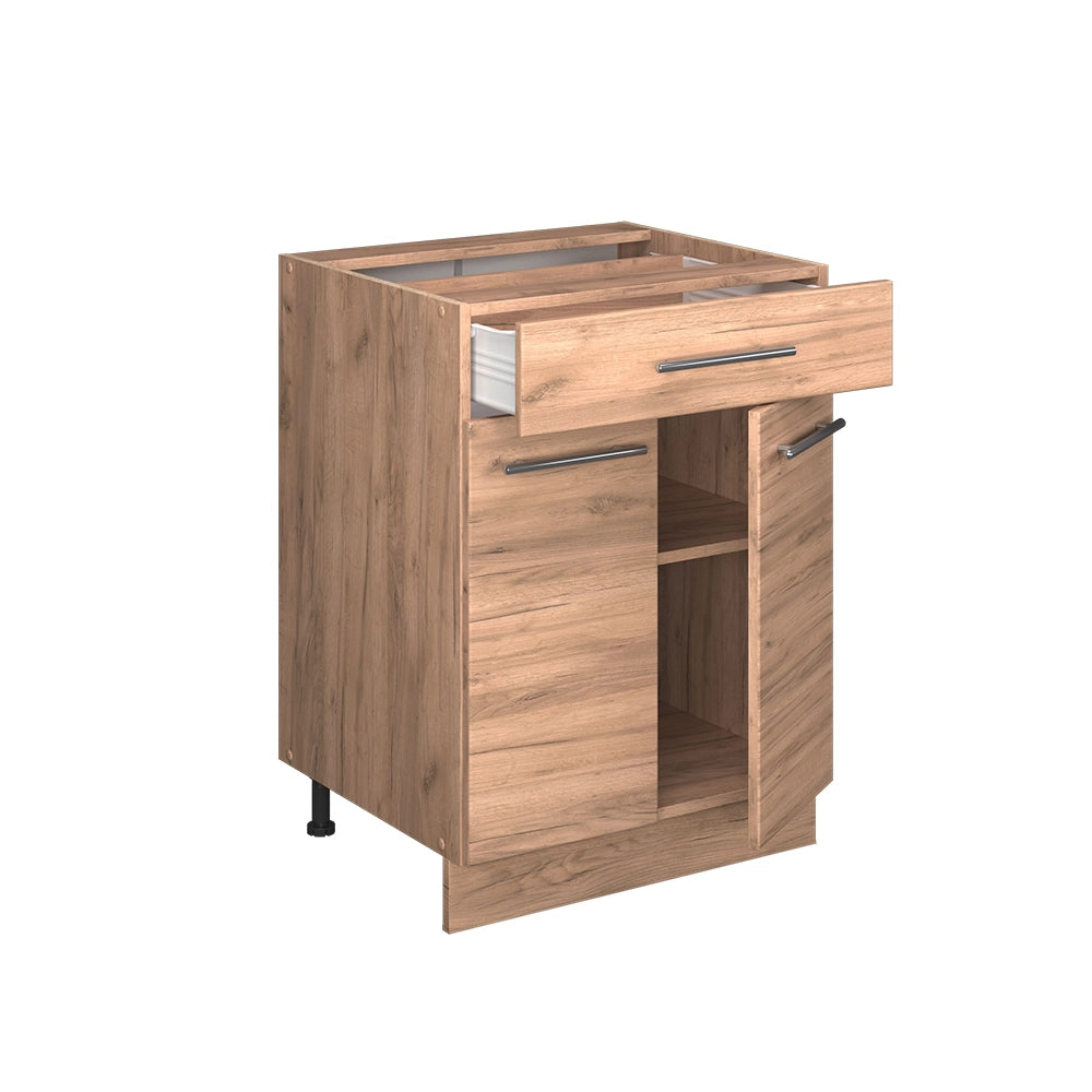 Vicco Mobiletto base per cucina Quercia dorata 60 cm con cassetto, senza piano di lavoro