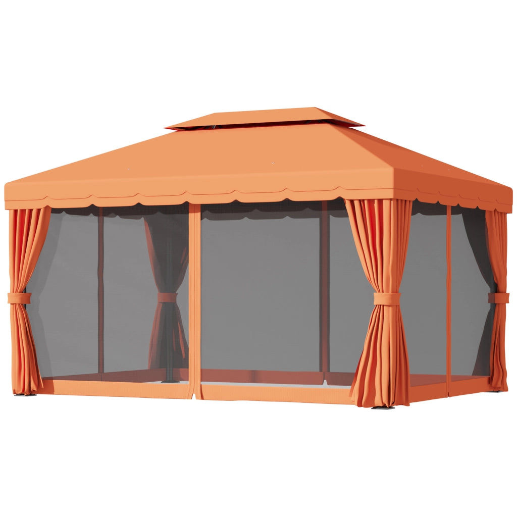 Gazebo da Giardino con Tende ¨C zephmum ¨C 4x3m Arancione