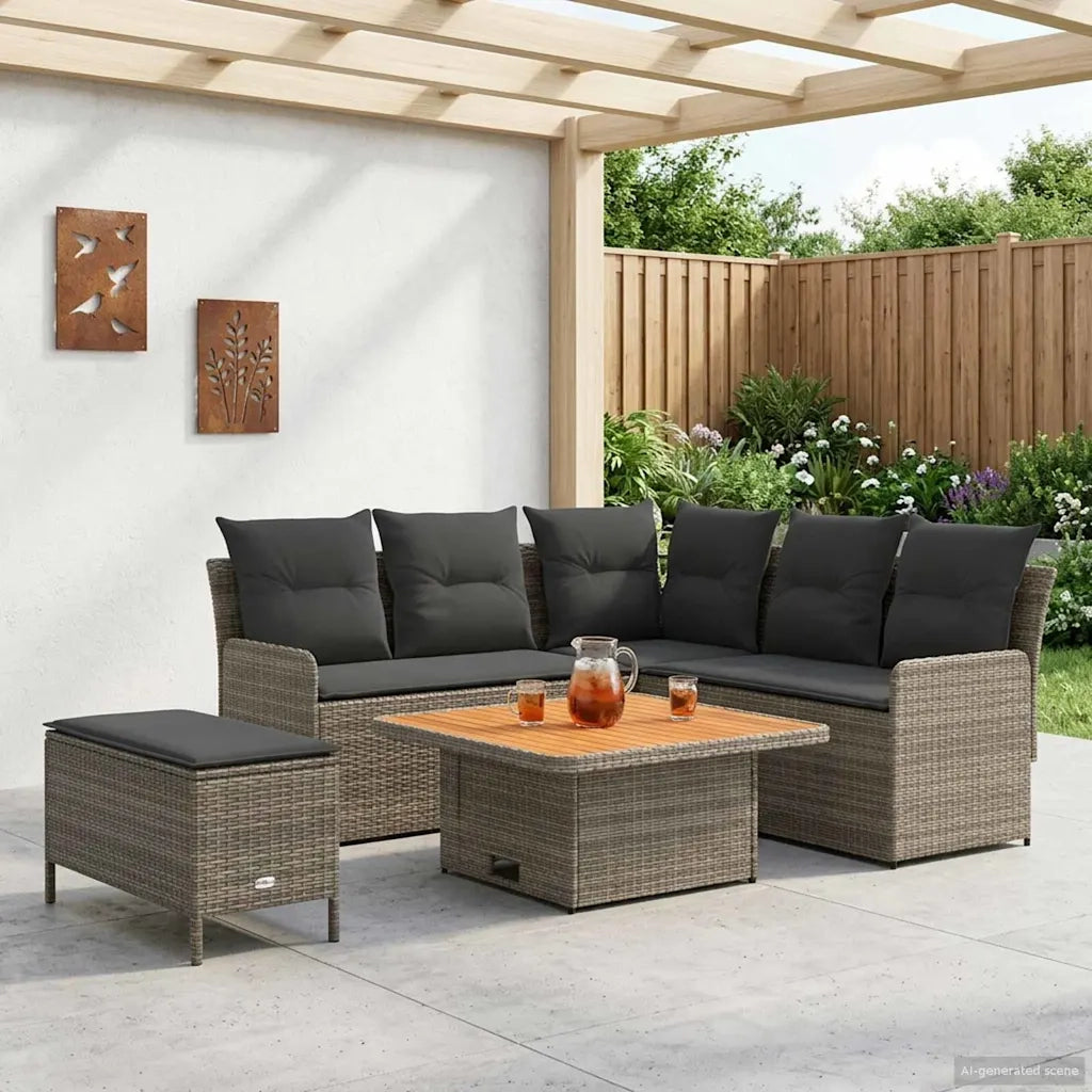 Set di Mobili 5 pz Grigio e Grigio Scuro Rattan in PE 3422204