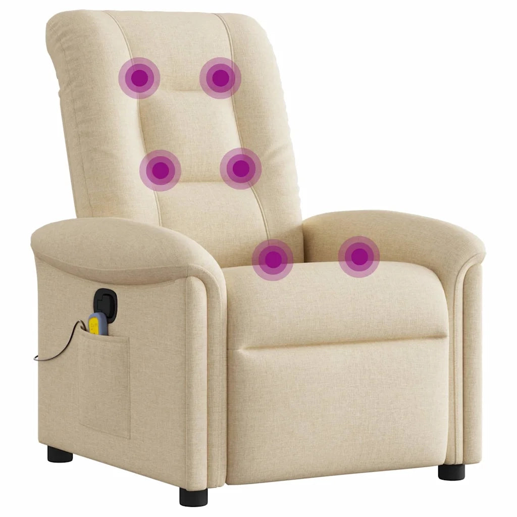Poltrona Massaggiante Reclinabile Crema in Tessuto 4015634