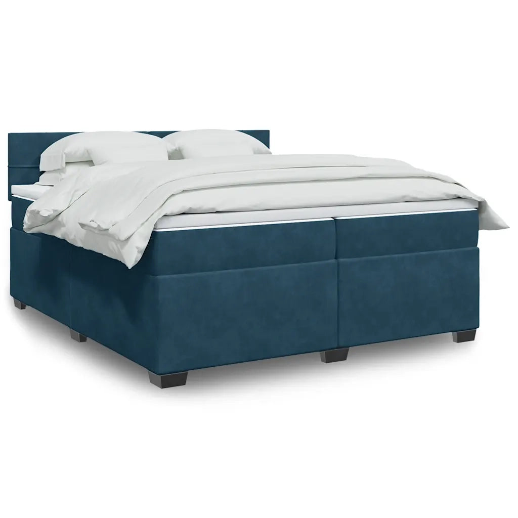 vidaXL Giroletto a Molle con Materasso Blu 200x200 cm in Velluto