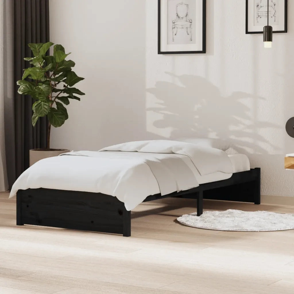 Giroletto Nero in Legno Massello 90x190 cm Single 814918