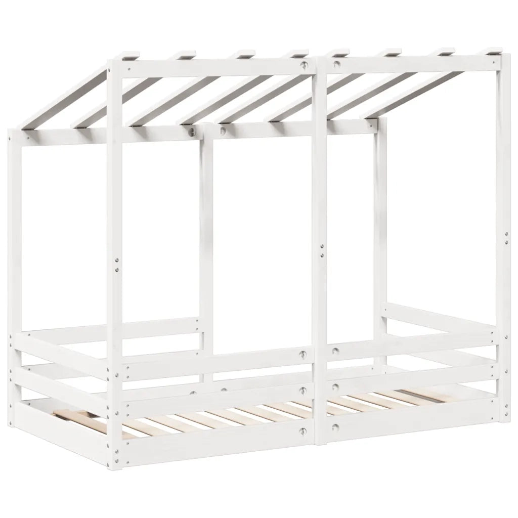 Letto per Bambini con Tetto Bianco 70x140cm Legno Massello Pino 847016