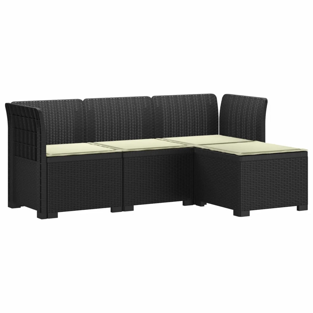 Divano da giardino 4 posti con cuscini aspetto rattan PP 3443926