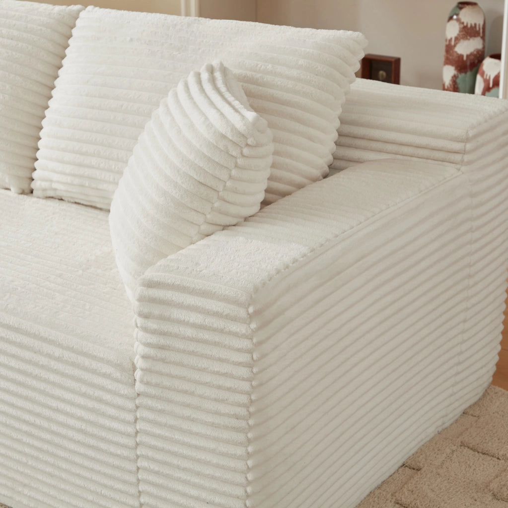 Divano modulare angolare bianco con schiuma e molle HOMVRA