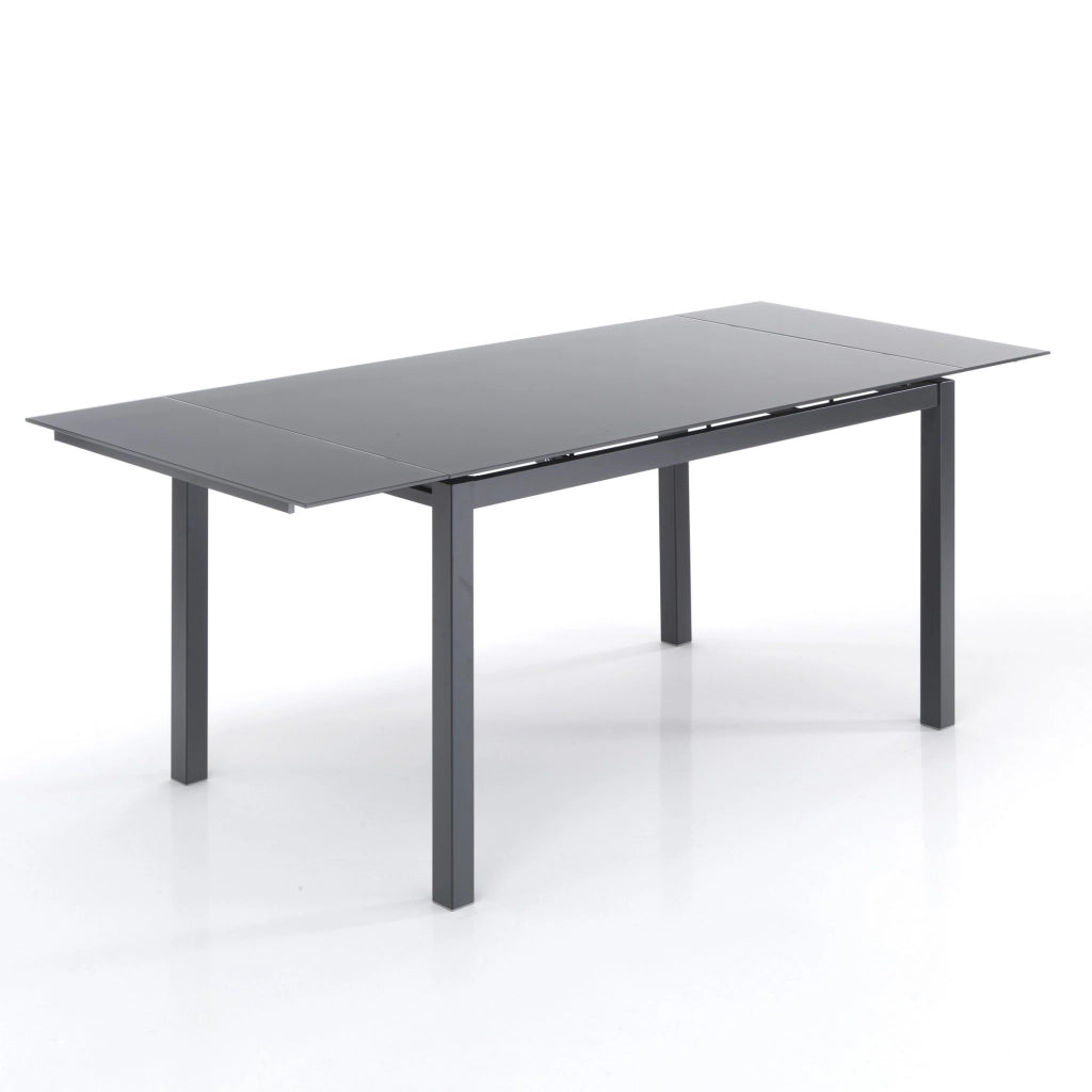 Tavolo allungabile in vetro temprato grigio cm. H.75xL.140xP.80