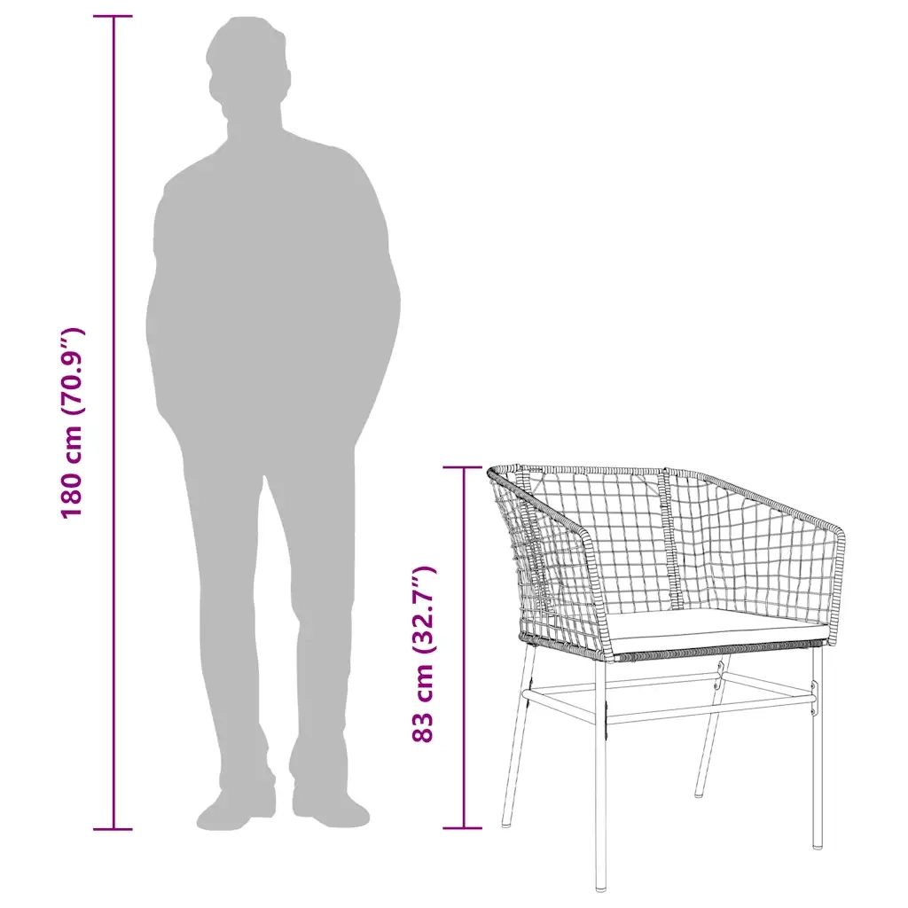 Sedie da Giardino con Cuscini 2 pz | Sedie da Esterno Nere in Polyrattan