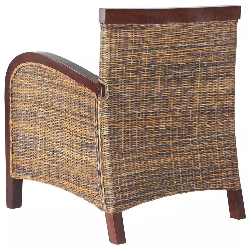 Poltrona sedia seduta lounge divano club di design soggiorno rattan intrecciato a mano marrone 1102077/3