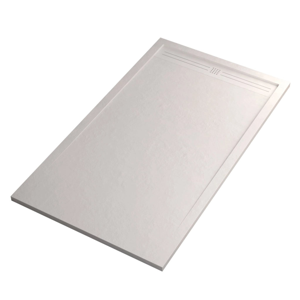Piatto doccia in marmo resina bianco pietra cemento grid, misura 90x130