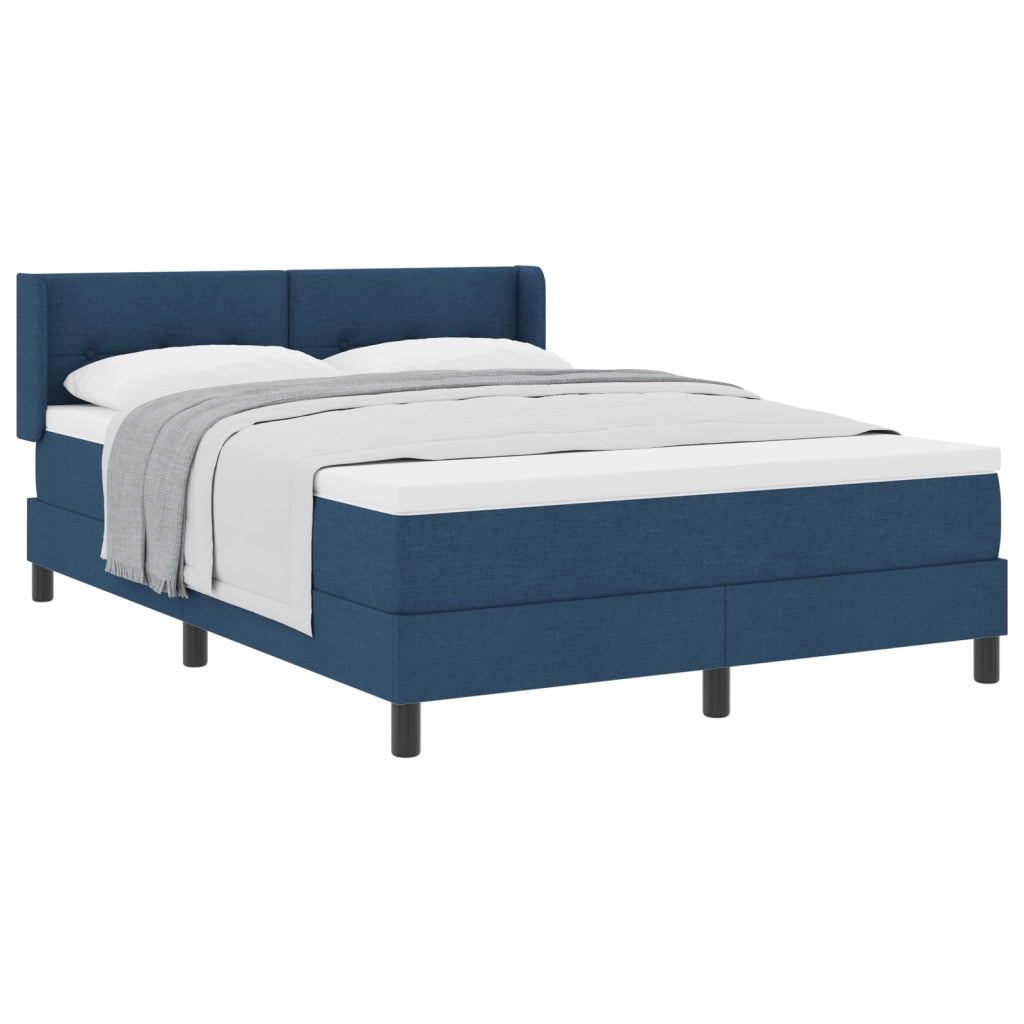 Letto con Box Spring  con Materasso Blu 140x190 cm Tessuto