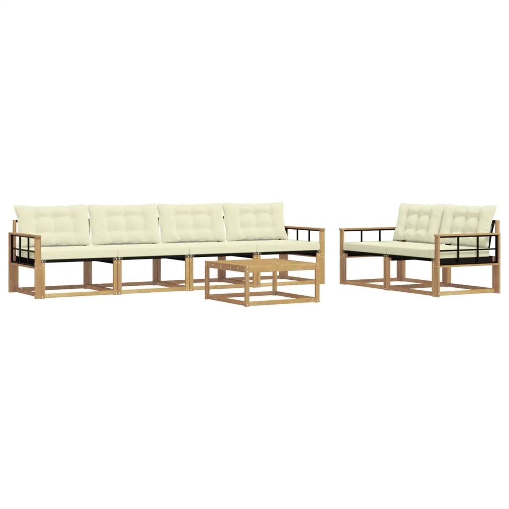Set di divani da esterno 7 pz Bianco e Crema 3388448