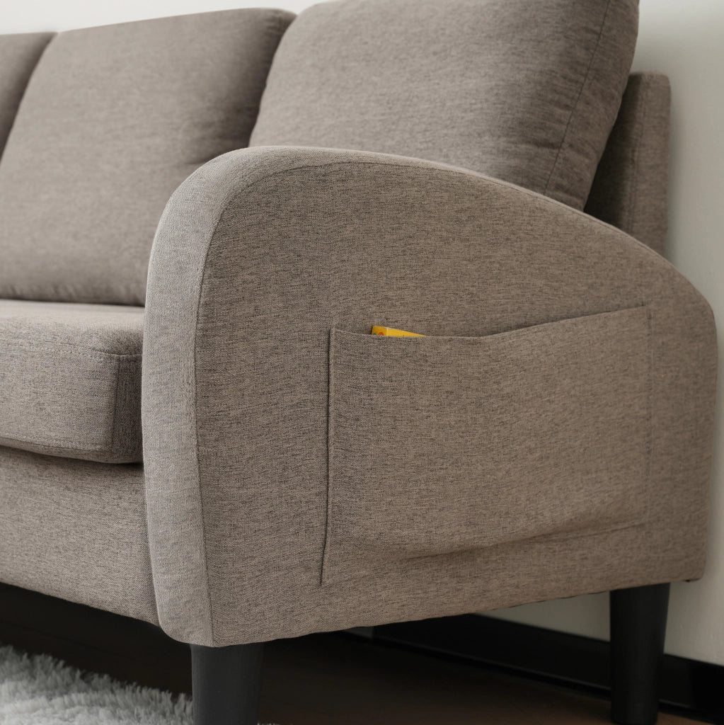 Divano angolare modulare 166x118x77 cm con chaise longue; imbottitura in foam; grigio scuro antico