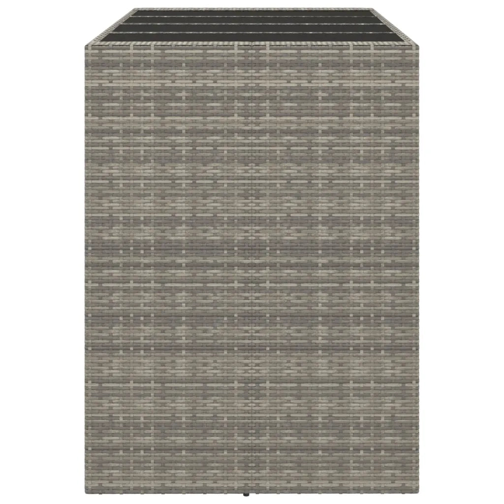 Tavolo da Bar con Piano in Vetro Grigio 145x80x110cm Polyrattan 362598