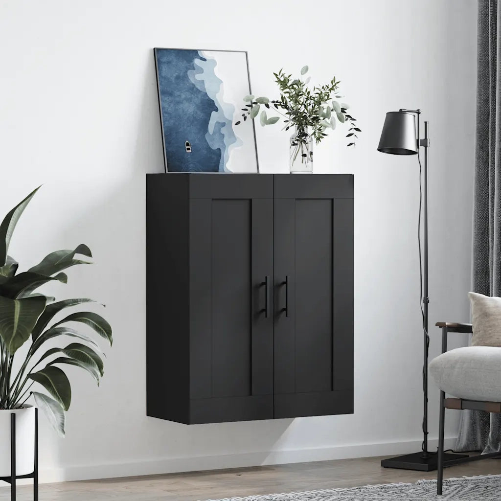 Mobile a Parete Nero 69,5x34,90 cm in Legno Multistrato 830405