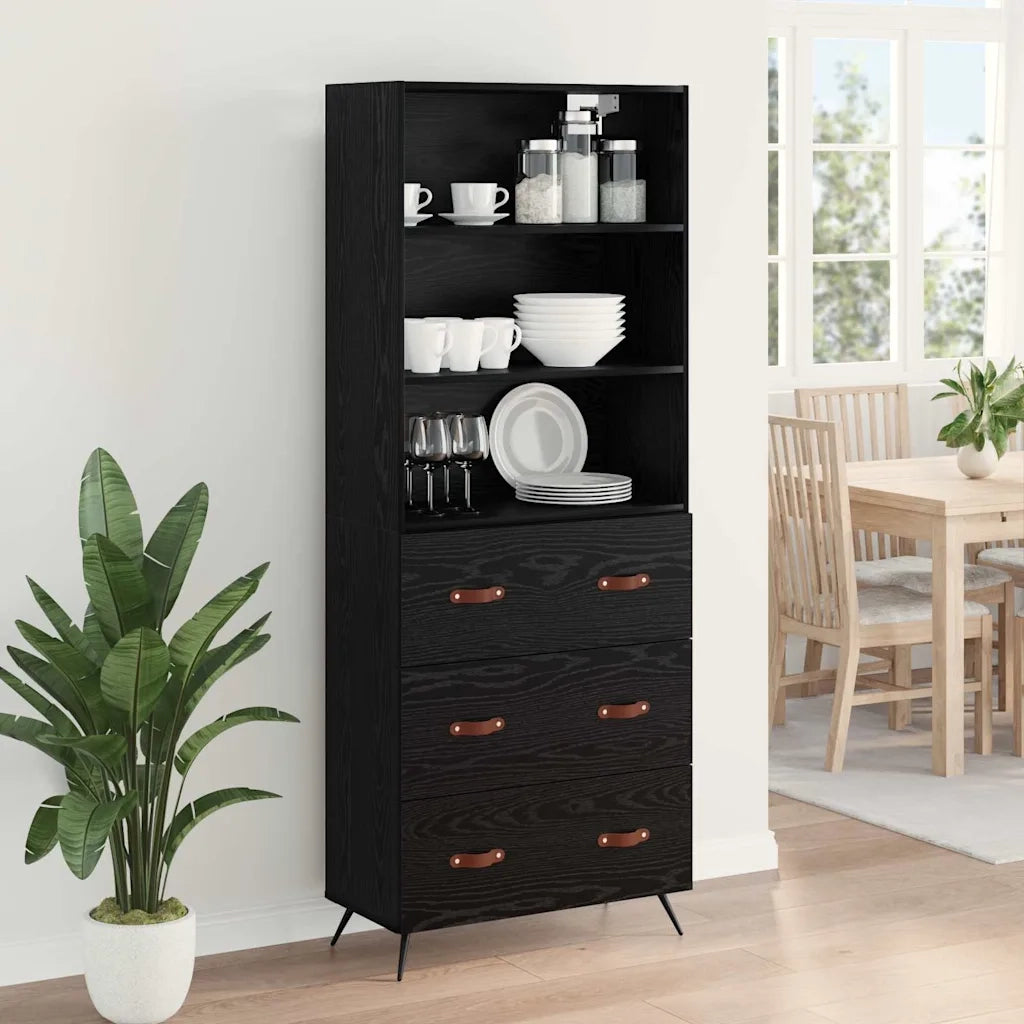 Credenza Rovere nero 69,5 x 34 x 180 cm Legno multistrato 3416126