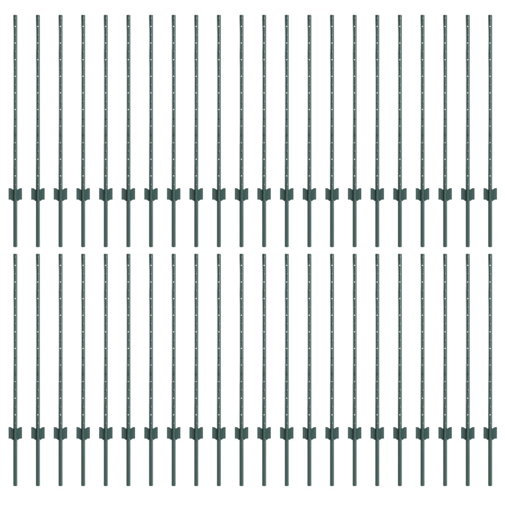 Pali per Recinzione 44 pcs U-Channel Verde 140 cm Acciaio