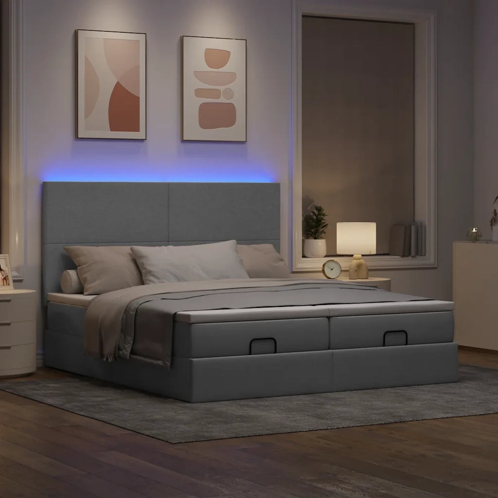 Struttura Letto Pouf con Materassi 200x200 cm in Tessuto 3314527