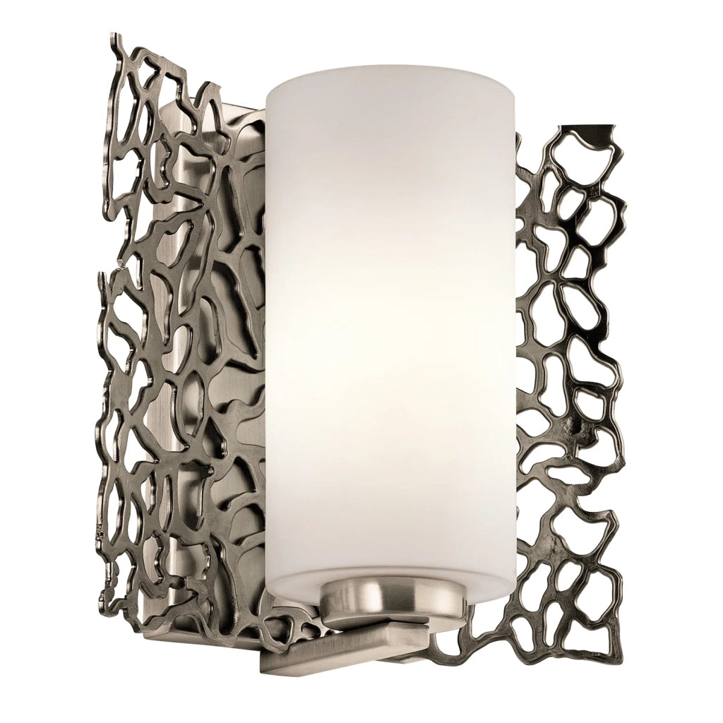 Applique Contemporanea Silver Coral Metallo Peltro Classico Vetro 1 Luce E27