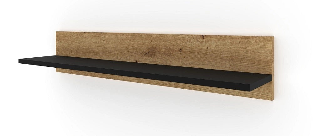 Scaffale sospeso Mensola NUKA 100x20x19cm Libreria a parete in rovere e nero opaco