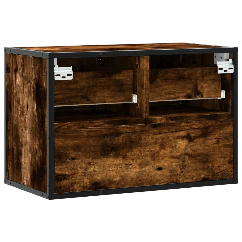 Mobile Porta TV Rovere Fumo 60x31x39,5 cm in Legno e Metallo
