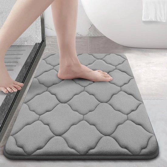 Tappeto per bagno con schiuma antiscivolo, assorbente - 1 pezzo - grigio - 40 x 60 cm
